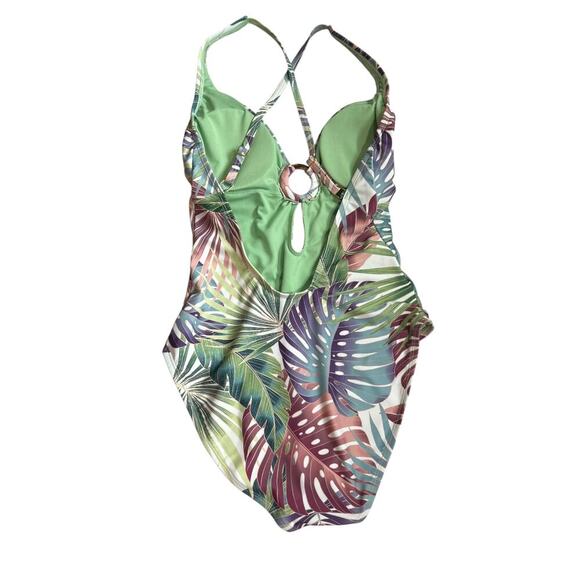 Bleu Rod Beattie Women's Green + Purple Monstera Tortoiseshell Swimsuit Size 8 - Picture 3 of 6